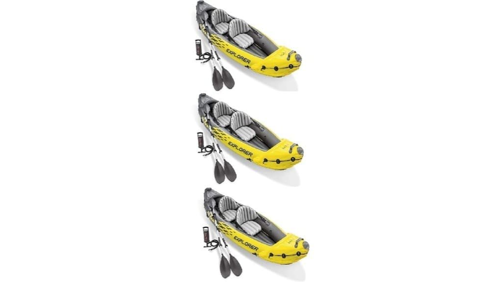 three pack yellow inflatable kayak