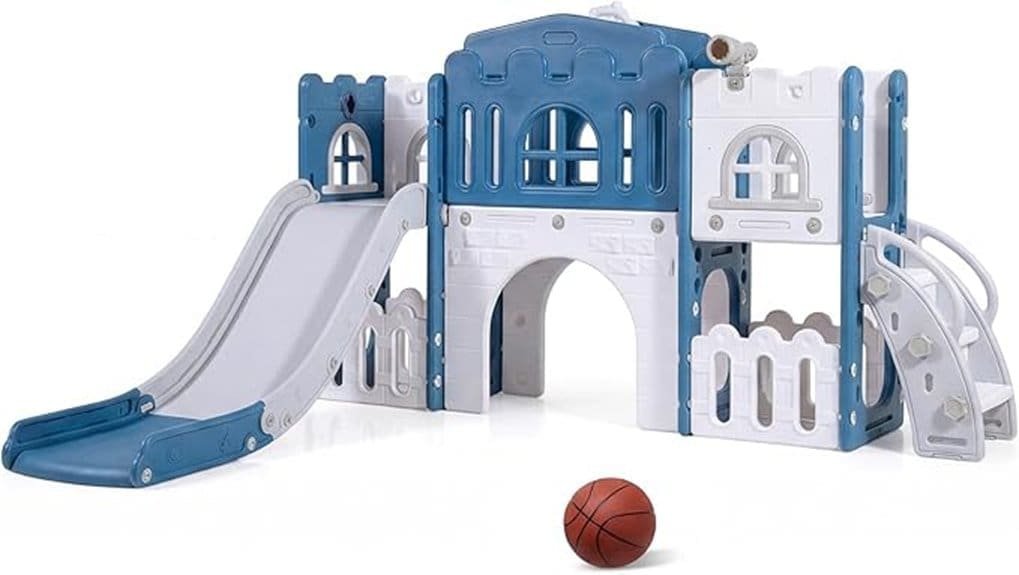 blue l shaped toddler slide