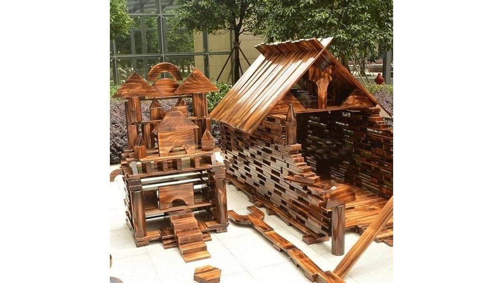 carbonized wooden outdoor building blocks