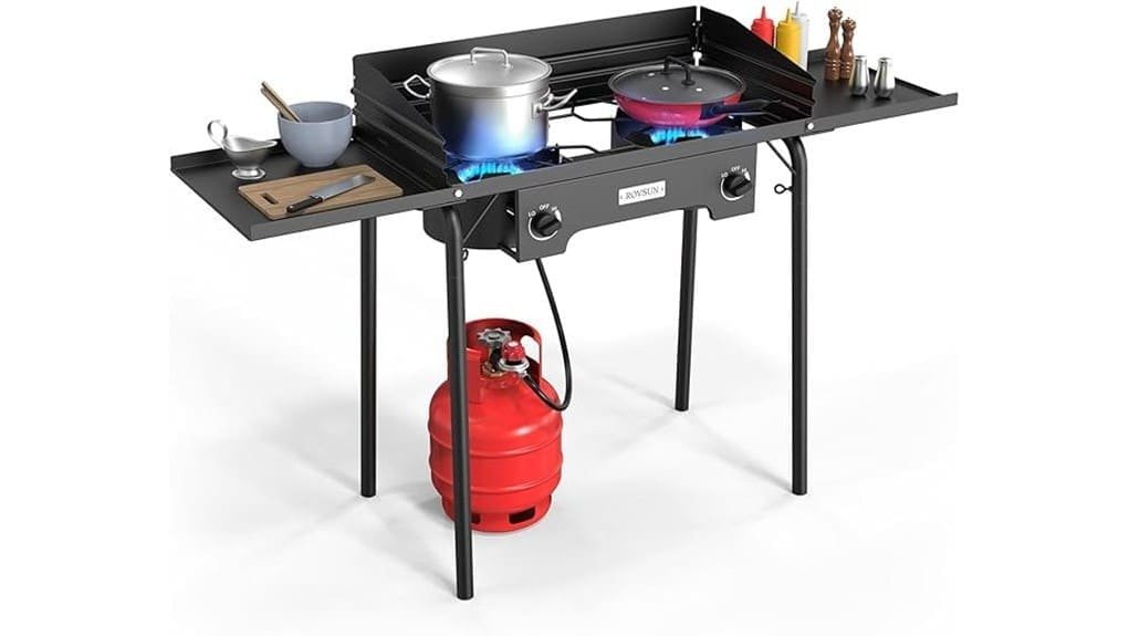 compact two burner stainless stove