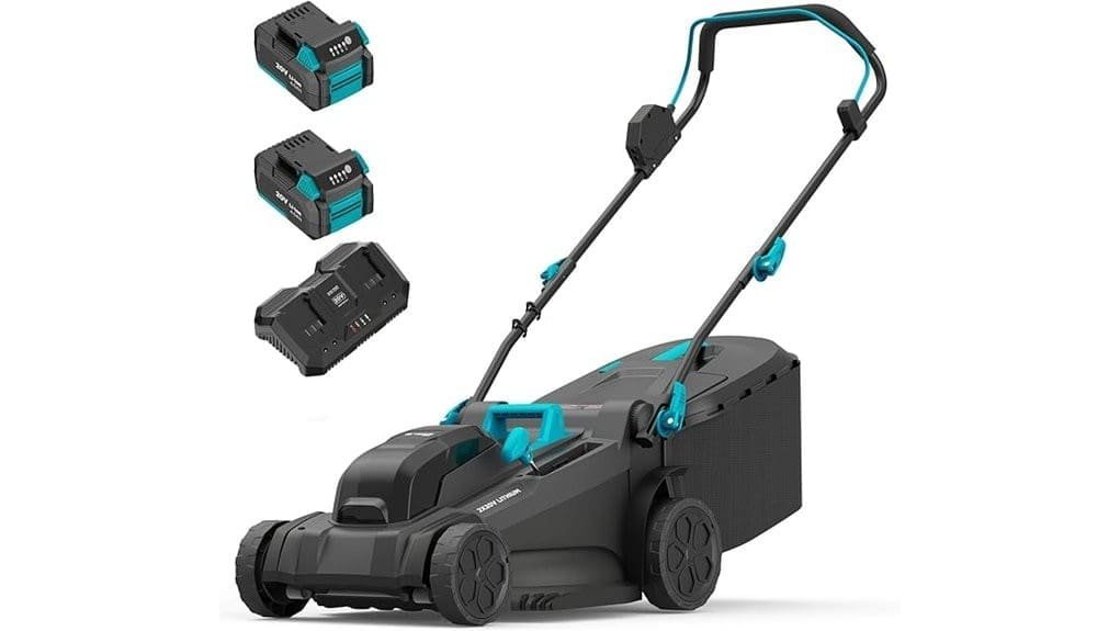cordless dual battery 17 9 inch mower