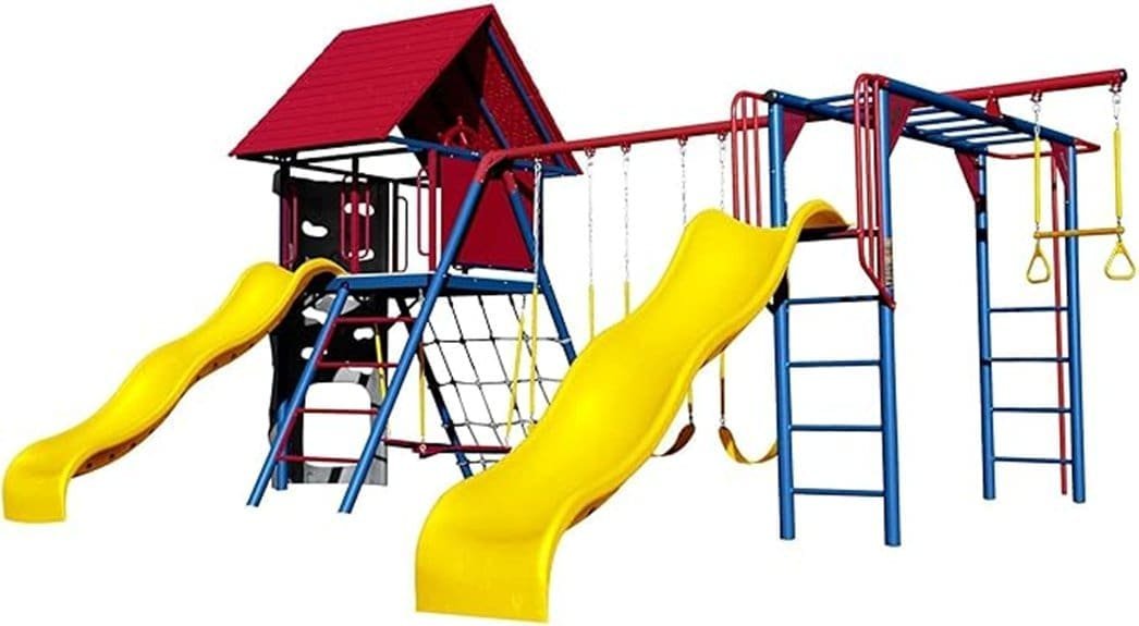 deluxe backyard swing set