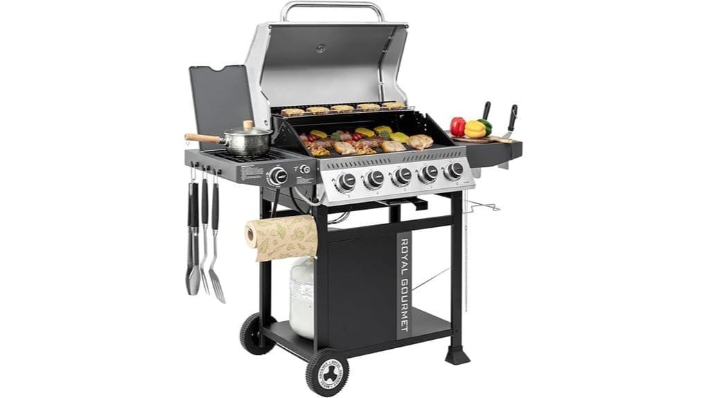 five burner stainless steel grill