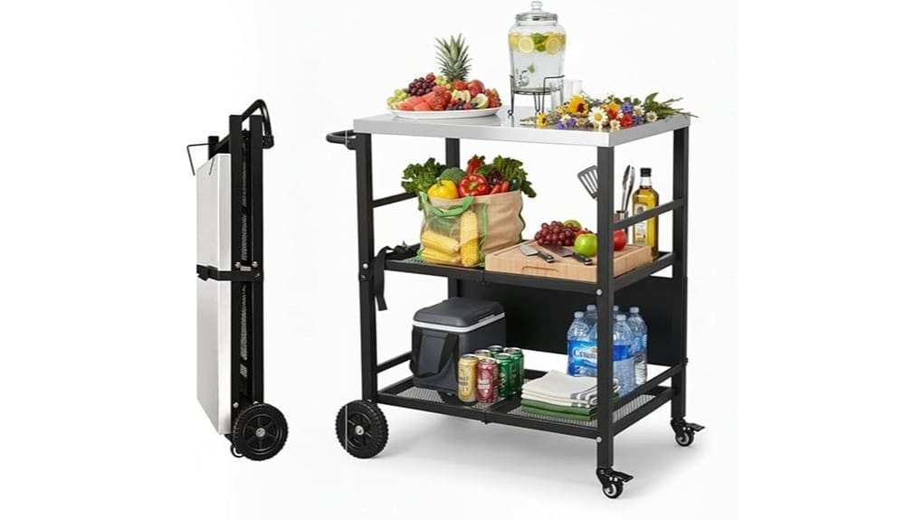 foldable stainless steel grill cart