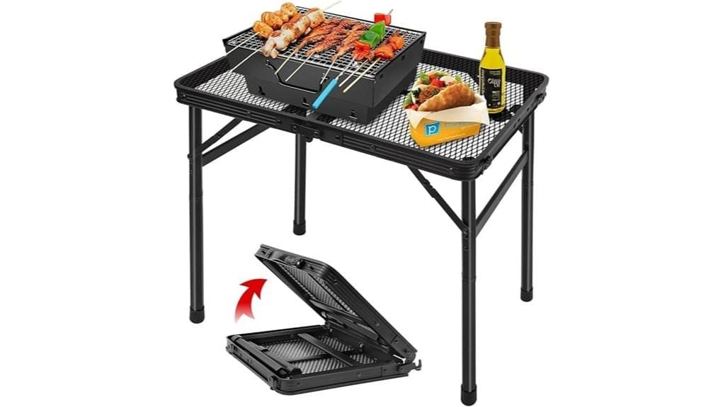folding mesh camping grill table
