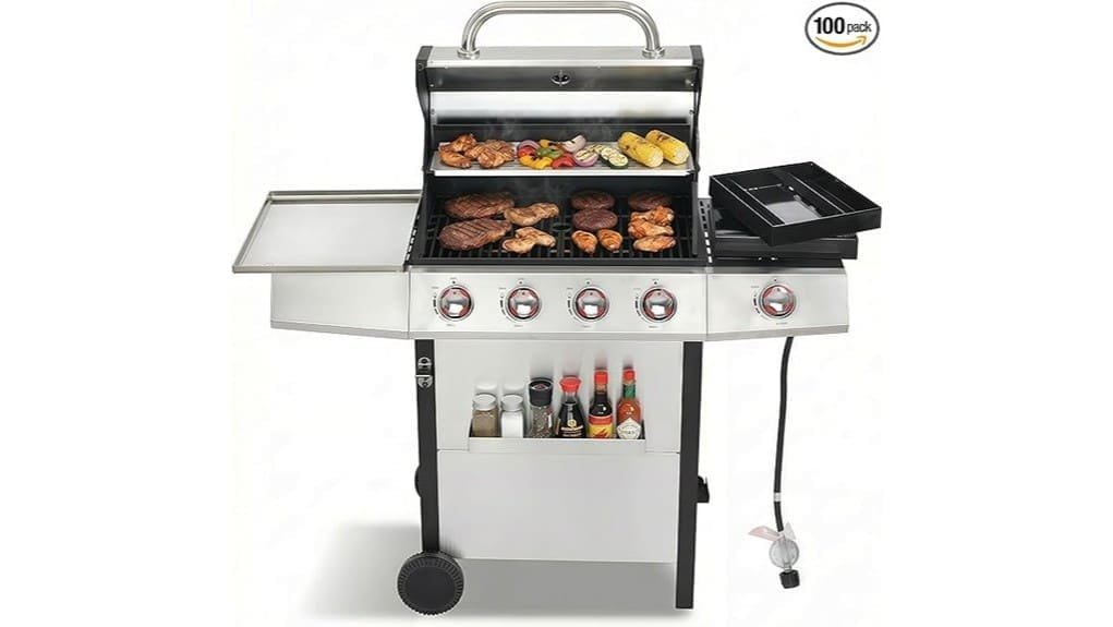 four burner grill with side