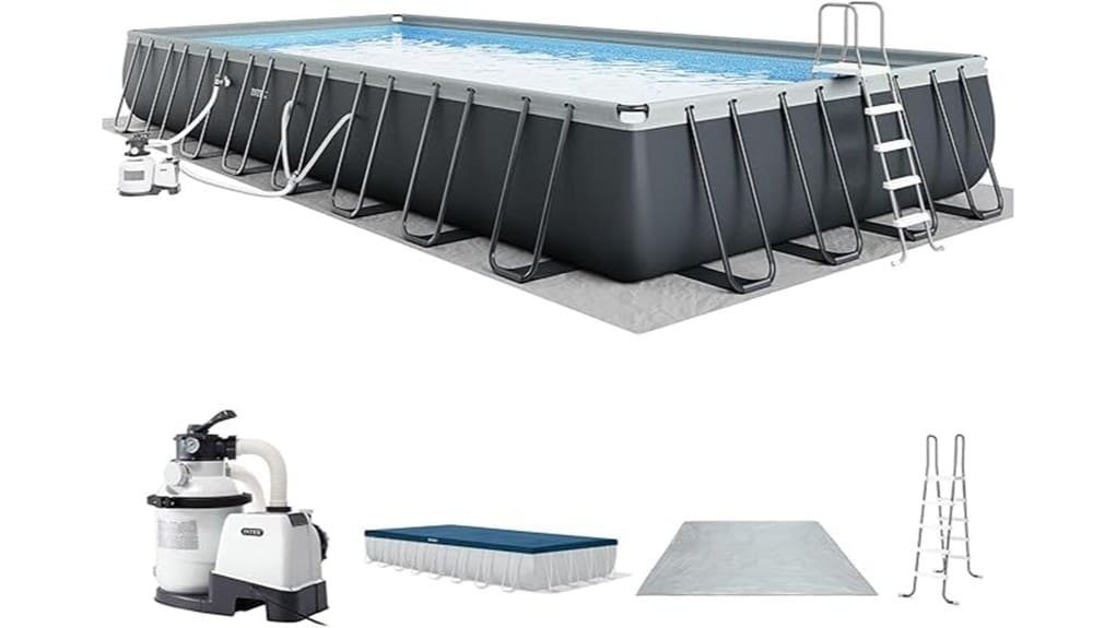 large rectangular above ground pool
