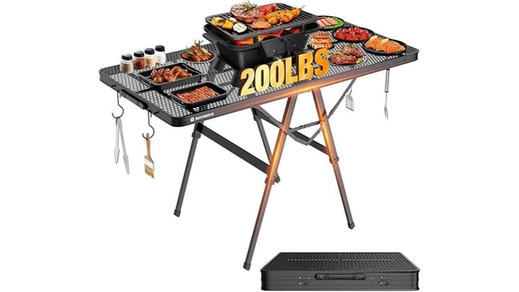 portable foldable mesh grill table