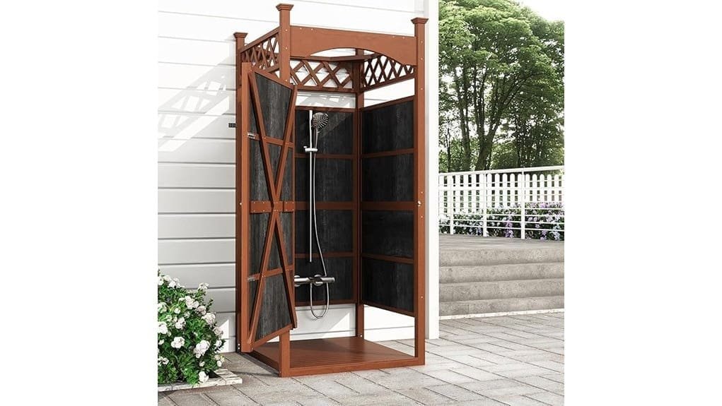 secure outdoor shower enclosure setup