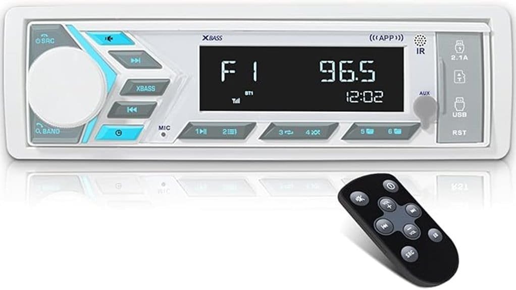 single din marine bluetooth stereo