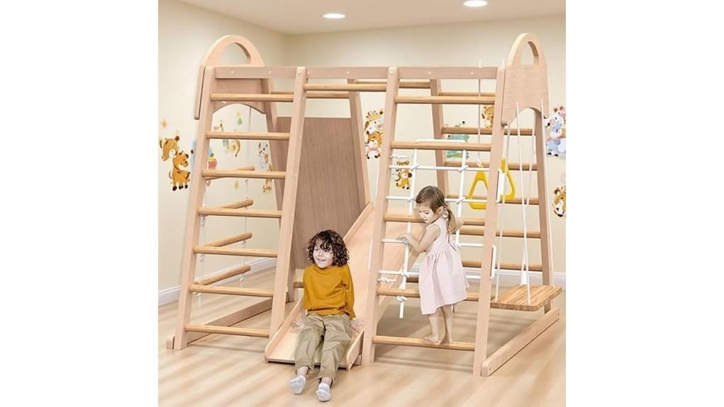 sturdy wooden indoor jungle gym