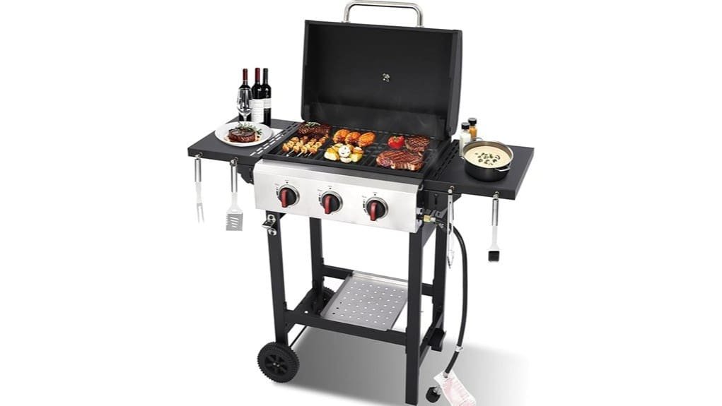 three burner propane gas grill