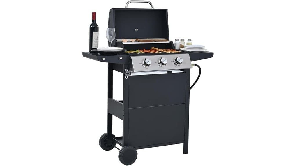 three burner stainless steel grill