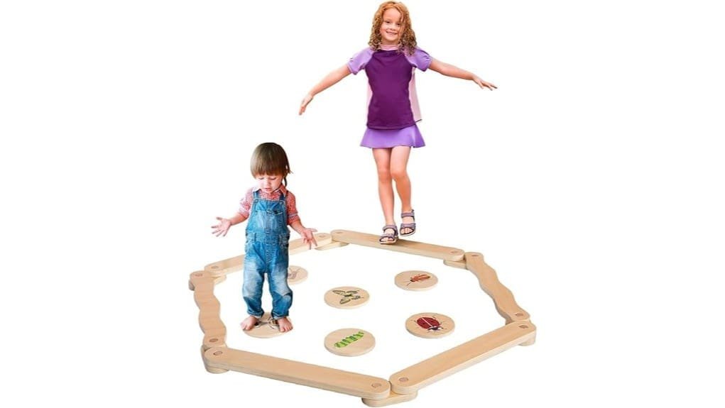 wooden balance beam stepping