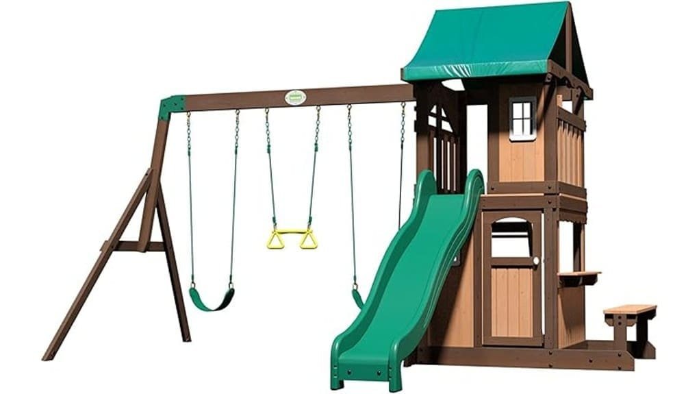 wooden cedar swing set