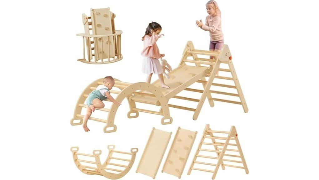 wooden climbing triangle set